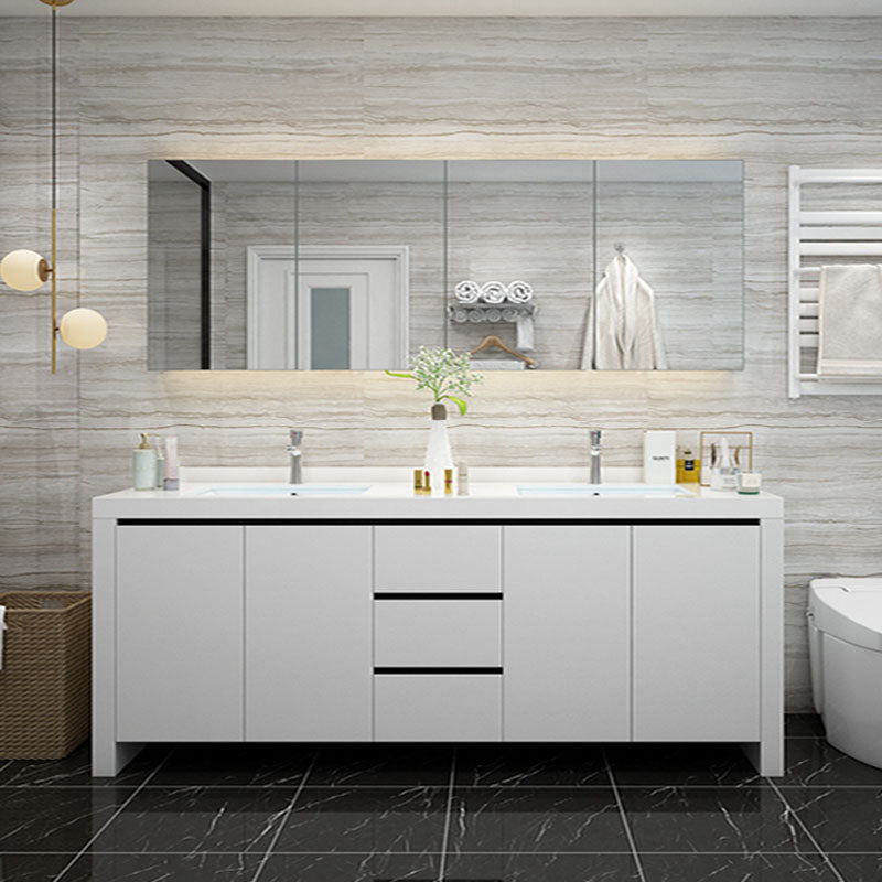 Modern White Wood Sink Vanity Faucet Included with Mirror for Bathroom Vanity & Faucet & Mirror Cabinet https: res.litfad.com site img item 2023 03 06 7712293 1200x1200.jpg Clearhalo 'Bathroom Remodel & Bathroom Fixtures' 'Bathroom Vanities' 'bathroom_vanities' 'Home Improvement' 'home_improvement' 'home_improvement_bathroom_vanities' 7712293