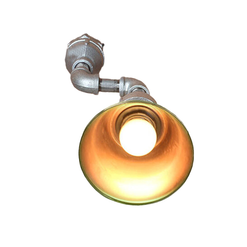 Tapered Metal Wall Sconce Light Industrial Style 1 Light Porch Wall Mount Lamp with Pipe Design in Bronze/Green Clearhalo 'Art deco wall lights' 'Cast Iron' 'Glass' 'Industrial wall lights' 'Industrial' 'Middle century wall lights' 'Modern' 'Rustic wall lights' 'Tiffany' 'Traditional wall lights' 'Wall Lamps & Sconces' 'Wall Lights' Lighting' 773380