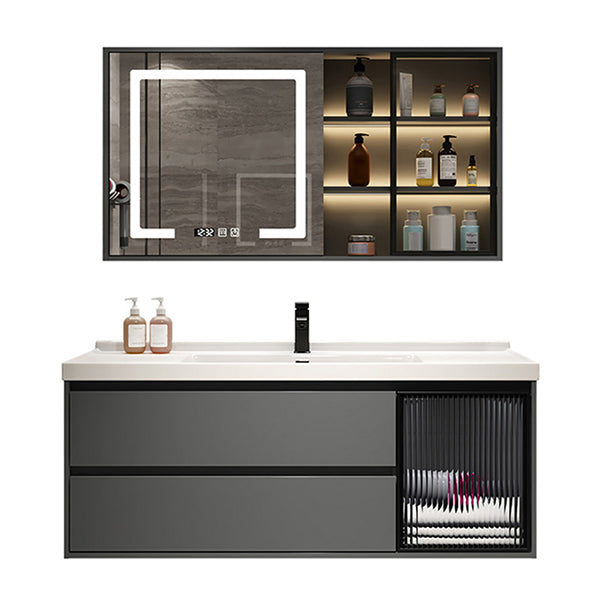 Wall Mount Sink Included Bathroom Sink Vanity with Mirror Sink Vanity & Faucet & Smart Medicine Cabinet 47"L x 20"W x 20"H 1 Clearhalo 'Bathroom Remodel & Bathroom Fixtures' 'Bathroom Vanities' 'bathroom_vanities' 'Home Improvement' 'home_improvement' 'home_improvement_bathroom_vanities' 7754991