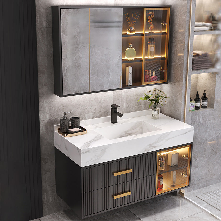 Modern Wall Mount Bathroom Vanity Set with Faucet Mirror Sink Vanity & Faucet & Mirror Cabinet Clearhalo 'Bathroom Remodel & Bathroom Fixtures' 'Bathroom Vanities' 'bathroom_vanities' 'Home Improvement' 'home_improvement' 'home_improvement_bathroom_vanities' 7800207