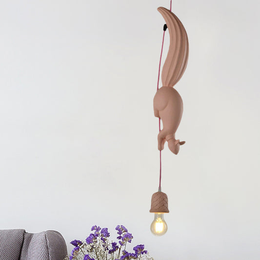 Warehouse Pinecone Shape Hanging Lamp 1 Light Resin Ceiling Pendant Light in White/Pink/Blue with Squirrel Deco Clearhalo 'Ceiling Lights' 'Pendant Lights' 'Pendants' Lighting' 781911