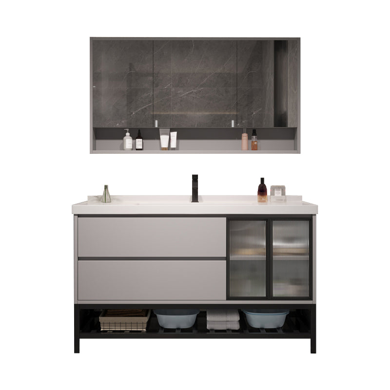 Wall Mount Vanity White Wood Frame Soft Close Drawers Single Sink Vanity with Mirror Vanity & Faucet & Mirror Cabinet https: res.litfad.com site img item 2023 03 30 7846872 1200x1200.jpg Clearhalo 'Bathroom Remodel & Bathroom Fixtures' 'Bathroom Vanities' 'bathroom_vanities' 'Home Improvement' 'home_improvement' 'home_improvement_bathroom_vanities' 7846872