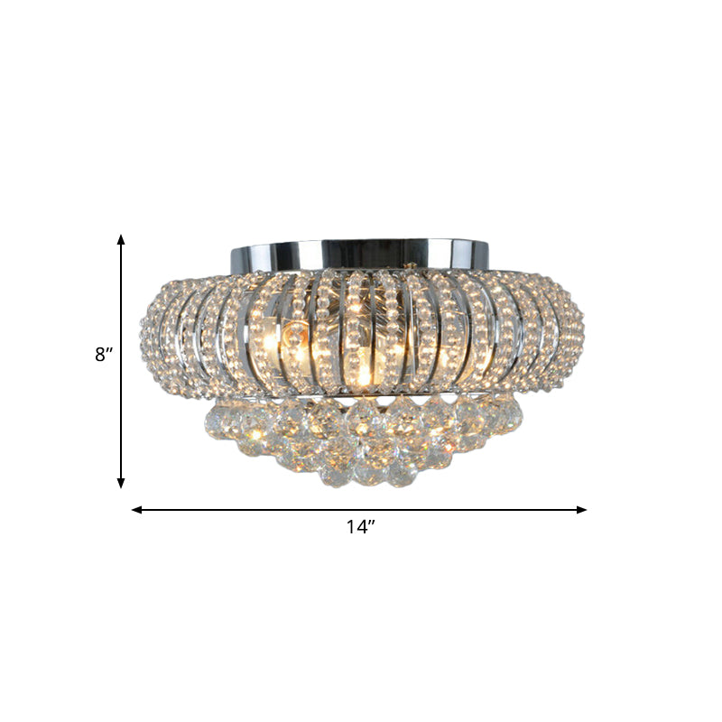 Oval Faceted Crystal Flush Mount Light Modernism 3 Heads Living Room Ceiling Lighting in Chrome Clearhalo 'Ceiling Lights' 'Close To Ceiling Lights' 'Close to ceiling' 'Flush mount' 'Industrial Flush Mount' Lighting' 787001