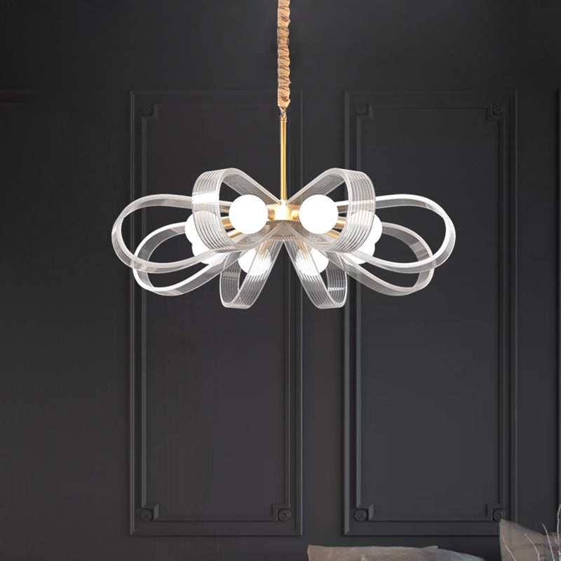 White Flower Chandelier Pendant Light Contemporary 8 Heads Acrylic Ceiling Hang Fixture Clearhalo 'Ceiling Lights' 'Chandeliers' 'Modern Chandeliers' 'Modern' Lighting' 787730