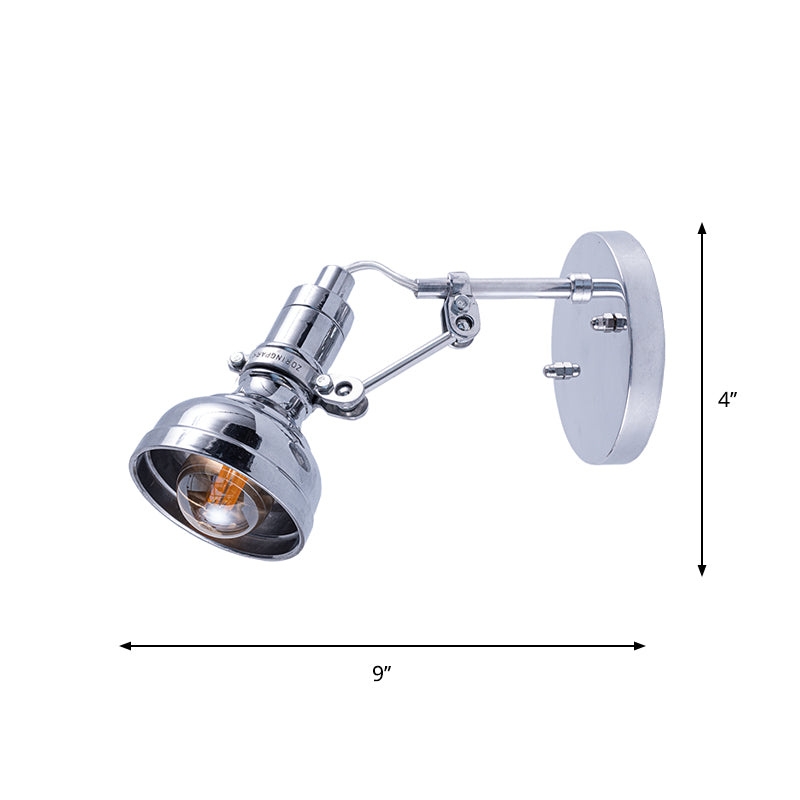 Polished Chrome Torchlight Wall Lighting Industrial Metal 1 Head Bedside Rotating Wall Mounted Light Fixture Clearhalo 'Art deco wall lights' 'Cast Iron' 'Glass' 'Industrial wall lights' 'Industrial' 'Middle century wall lights' 'Modern' 'Rustic wall lights' 'Tiffany' 'Traditional wall lights' 'Wall Lamps & Sconces' 'Wall Lights' Lighting' 791376