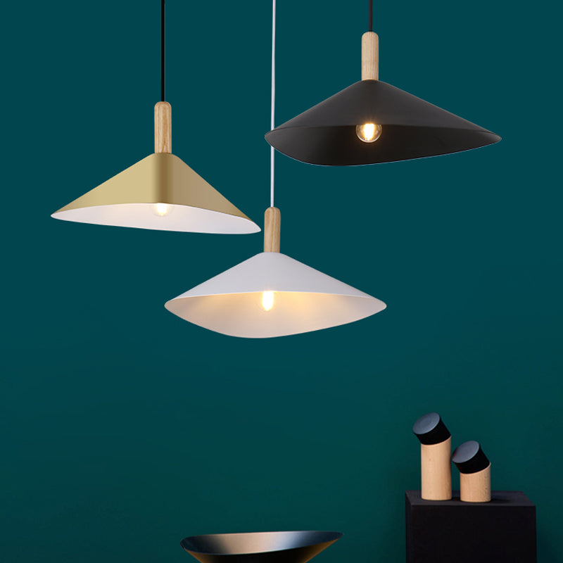 Pyramid Bedside Drop Pendant Vintage Iron 1 Head Black/White/Gold and Wood Ceiling Suspension Lamp Clearhalo 'Art Deco Pendants' 'Black' 'Cast Iron' 'Ceiling Lights' 'Ceramic' 'Crystal' 'Industrial Pendants' 'Industrial' 'Metal' 'Middle Century Pendants' 'Pendant Lights' 'Pendants' 'Rustic Pendants' 'Tiffany' Lighting' 791497