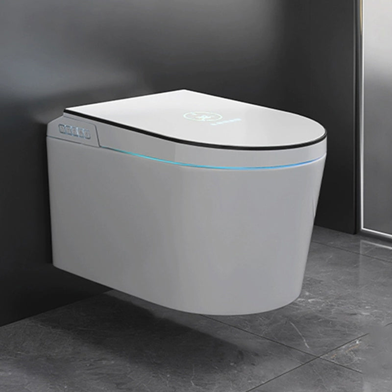 Ceramic Elongated Wall Mounted Bidet with Heated Seat and Warm Air Dryer White Gray Clearhalo 'Bathroom Remodel & Bathroom Fixtures' 'Bidets' 'Home Improvement' 'home_improvement' 'home_improvement_bidets' 'Toilets & Bidets' 7918985