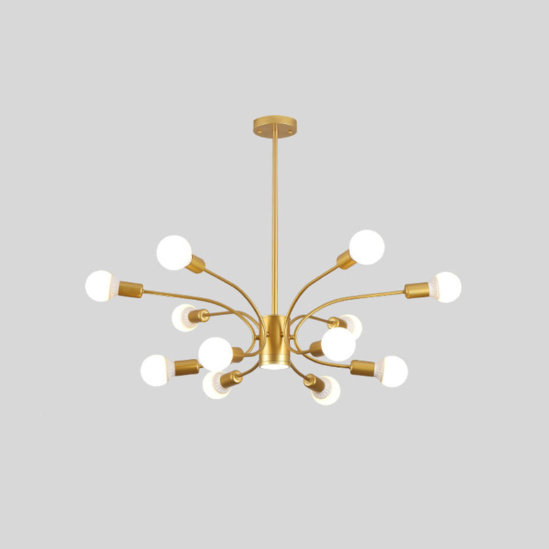 Modernist Sputnik Chandelier Lamp Metallic 6/8/12 Lights Living Room Ceiling Pendant Light in Gold Clearhalo 'Ceiling Lights' 'Chandeliers' 'Modern Chandeliers' 'Modern' Lighting' 800893