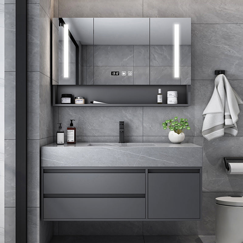 Wall Mount Mirror Included Bathroom Sink Vanity with Doors Sink Faucet Vanity & Faucet & Smart Medicine Cabinet https: res.litfad.com site img item 2023 03 12 8020435 1200x1200.jpg Stone Clearhalo 'Bathroom Remodel & Bathroom Fixtures' 'Bathroom Vanities' 'bathroom_vanities' 'Home Improvement' 'home_improvement' 'home_improvement_bathroom_vanities' 8020434