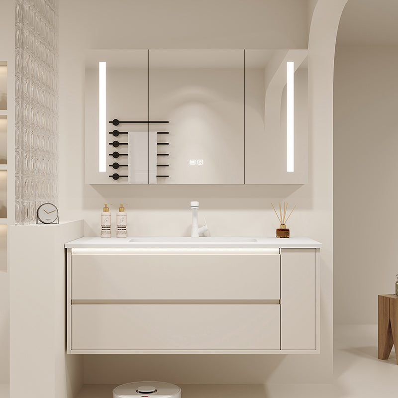 Mirror Included Wall Mount Bathroom Sink Vanity in White with Doors Drawers Vanity & Faucet & Smart Medicine Cabinet 47"L x 20"W x 20"H Clearhalo 'Bathroom Remodel & Bathroom Fixtures' 'Bathroom Vanities' 'bathroom_vanities' 'Home Improvement' 'home_improvement' 'home_improvement_bathroom_vanities' 8026156