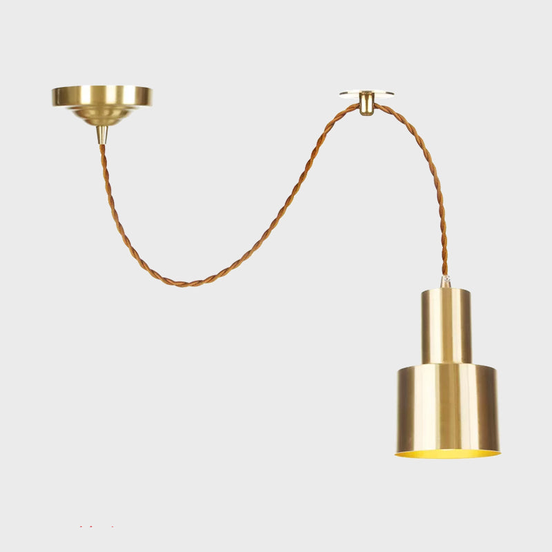 1 Light Cylinder Hanging Pendant Light Industrial Gold Metallic Adjustable Ceiling Hang Fixture Clearhalo 'Art Deco Pendants' 'Cast Iron' 'Ceiling Lights' 'Ceramic' 'Crystal' 'Industrial Pendants' 'Industrial' 'Metal' 'Middle Century Pendants' 'Pendant Lights' 'Pendants' 'Tiffany' Lighting' 809289