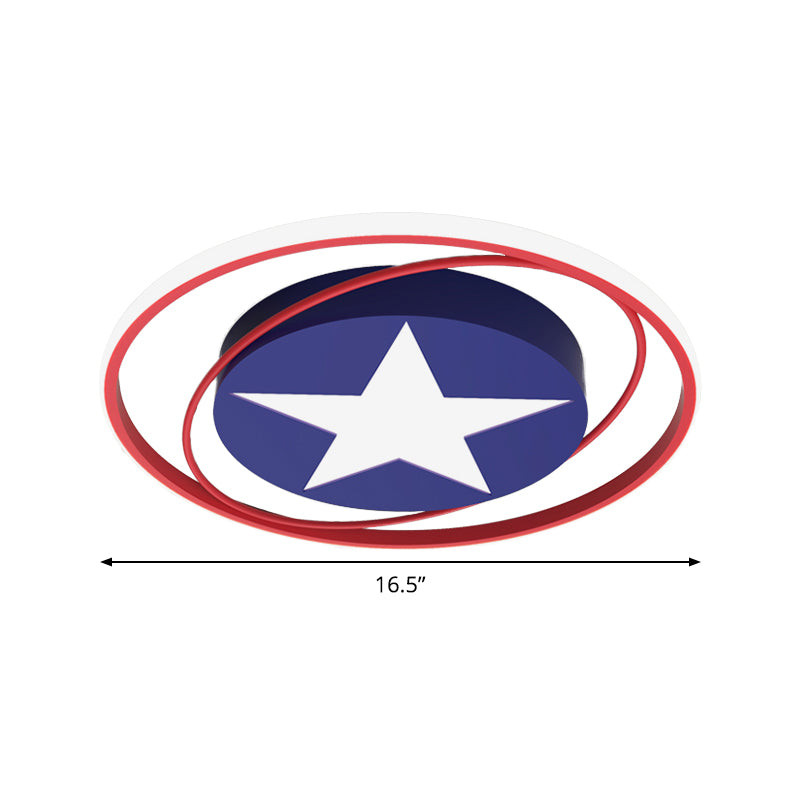 Comic Star and Orbit LED Ceiling Lamp Kids Acrylic Boy's Bedroom Flush Mount Lighting in Dark Blue Clearhalo 'Ceiling Lights' 'Close To Ceiling Lights' 'Close to ceiling' 'Flush mount' Lighting' 812984