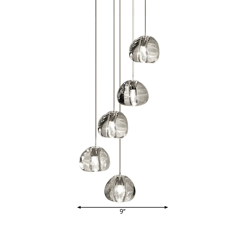 5/7 Lights Irregular Ball Cluster Pendant Light Minimal Clear Crystal Hanging Lighting for Living Room Clearhalo 'Ceiling Lights' 'Modern Pendants' 'Modern' 'Pendant Lights' 'Pendants' Lighting' 813614