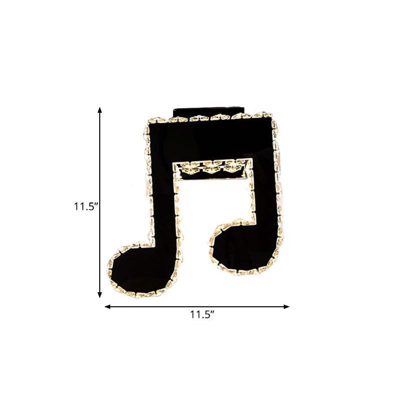 LED Wall Mounted Lamp Minimalist Music Noted Shaped Faceted Crystal Wall Lighting Fixture in Black Clearhalo 'Modern wall lights' 'Modern' 'Wall Lamps & Sconces' 'Wall Lights' Lighting' 813731