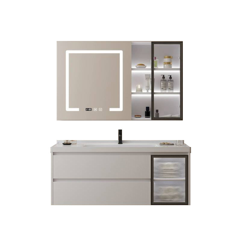 Modern Space Saver Vanity Wall Mount Ceramic Top Backsplash Included Vanity & Faucet & Mirror Cabinet 48"L x 20"W x 20"H Smart Control Included Clearhalo 'Bathroom Remodel & Bathroom Fixtures' 'Bathroom Vanities' 'bathroom_vanities' 'Home Improvement' 'home_improvement' 'home_improvement_bathroom_vanities' 8142089