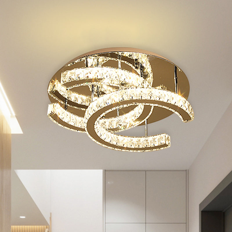 LED Flush Mount Light Simple Double-C Shaped Beveled K9 Crystal