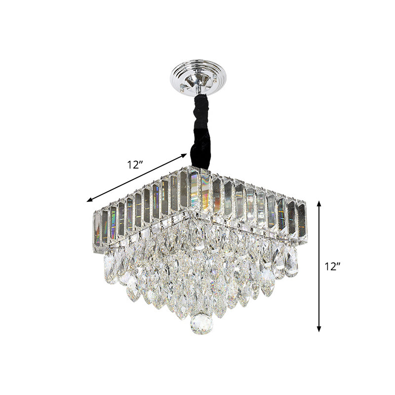 LED Clear Crystal Block Suspension Pendant Modern Black Tiered Square Dining Room Pendulum Light Clearhalo 'Ceiling Lights' 'Modern Pendants' 'Modern' 'Pendant Lights' 'Pendants' Lighting' 817700