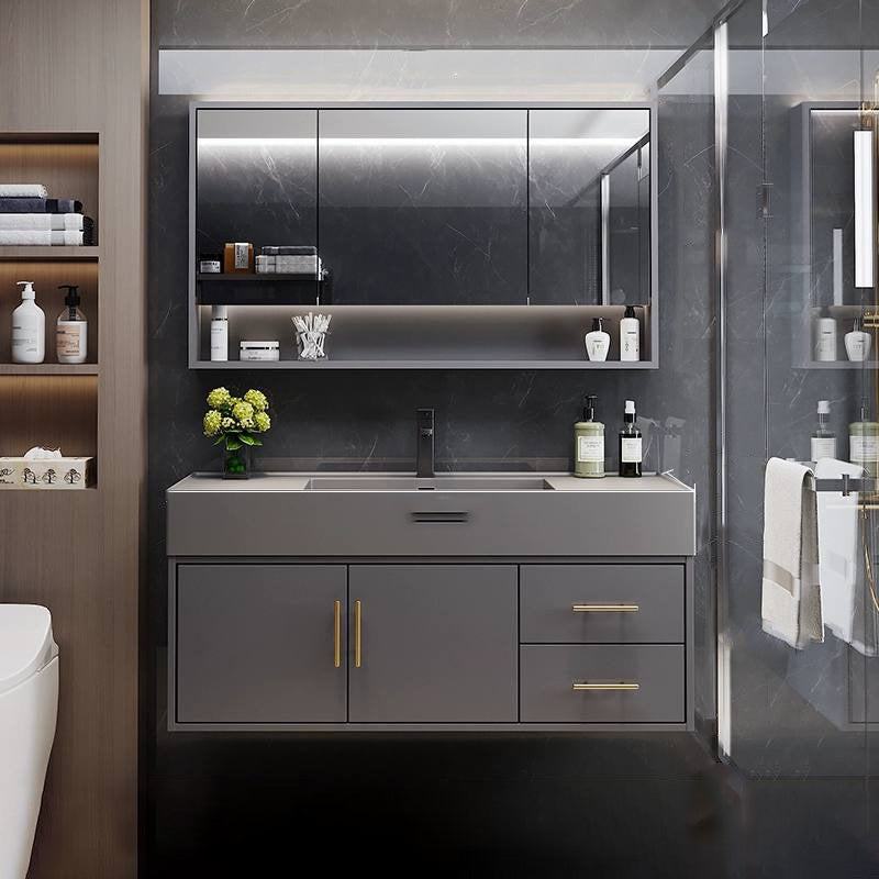 Grey Wall Mount Modern Single-Sink Open Console with Sink Set 47"L x 19"W x 22"H Clearhalo 'Bathroom Remodel & Bathroom Fixtures' 'Bathroom Vanities' 'bathroom_vanities' 'Home Improvement' 'home_improvement' 'home_improvement_bathroom_vanities' 8211632