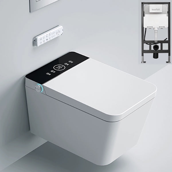 Modern Rectangle Stain Resistant Wall Mounted Bidet with Temperature Control Black White Automatic Lid & Sterilizing & Splash Proof Clearhalo 'Bathroom Remodel & Bathroom Fixtures' 'Bidets' 'Home Improvement' 'home_improvement' 'home_improvement_bidets' 'Toilets & Bidets' 8233594