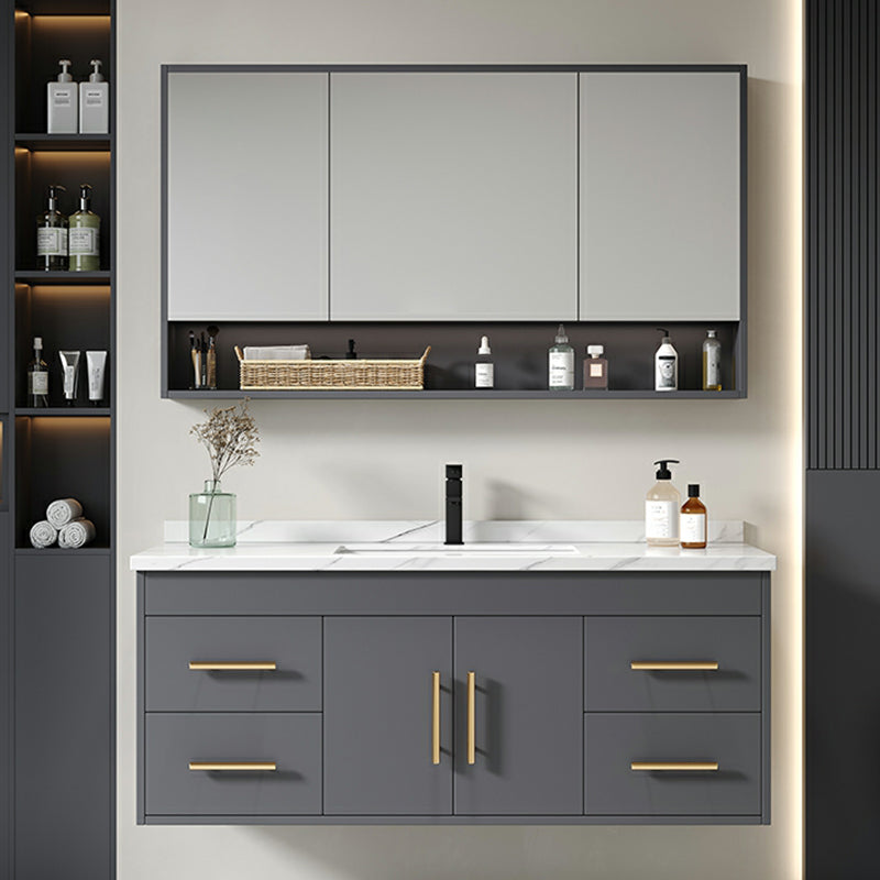Contemporary Bathroom Vanity Set Wall-Mounted with Soft Close Door Gray Clearhalo 'Bathroom Remodel & Bathroom Fixtures' 'Bathroom Vanities' 'bathroom_vanities' 'Home Improvement' 'home_improvement' 'home_improvement_bathroom_vanities' 8233990