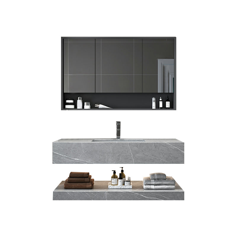 Grey Wall Mounted Standard Modern Single-Sink Bathroom Sink Vanity Clearhalo 'Bathroom Remodel & Bathroom Fixtures' 'Bathroom Vanities' 'bathroom_vanities' 'Home Improvement' 'home_improvement' 'home_improvement_bathroom_vanities' 8270889