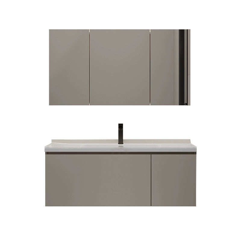 Single-Sink Grey Wall Mount Wood Modern Open Console with Sink Set 47"L x 20"W x 17"H Clearhalo 'Bathroom Remodel & Bathroom Fixtures' 'Bathroom Vanities' 'bathroom_vanities' 'Home Improvement' 'home_improvement' 'home_improvement_bathroom_vanities' 8280418