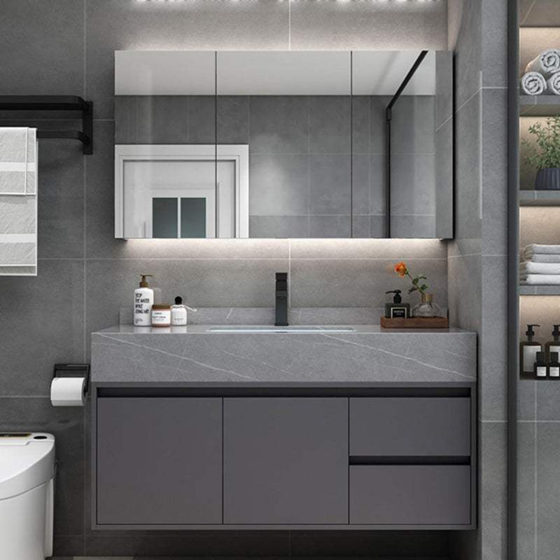 Modern Bathroom Sink Vanity Grey Wall Mounted Standard with Two Drawer 47.2"L x 19.7"W x 21.7"H Clearhalo 'Bathroom Remodel & Bathroom Fixtures' 'Bathroom Vanities' 'bathroom_vanities' 'Home Improvement' 'home_improvement' 'home_improvement_bathroom_vanities' 8302796