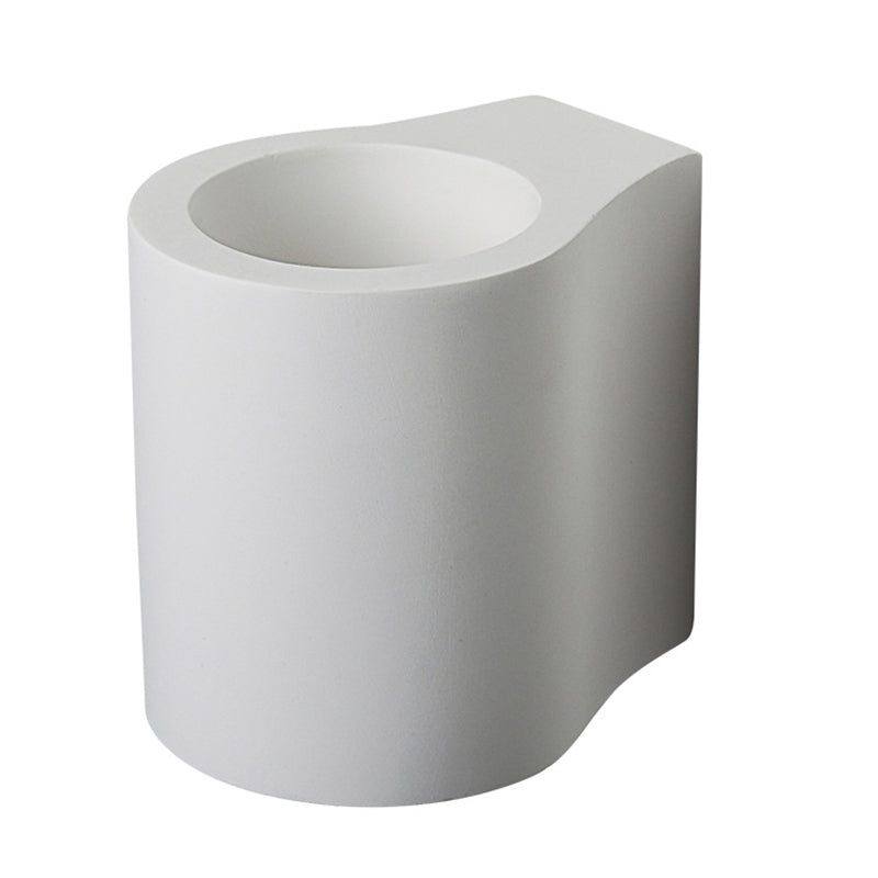 White Finish Cylinder Flush Wall Sconce Simple 1 Bulb Gypsum LED Up-Down Wall Lamp Clearhalo 'Modern wall lights' 'Modern' 'Wall Lamps & Sconces' 'Wall Lights' Lighting' 852492