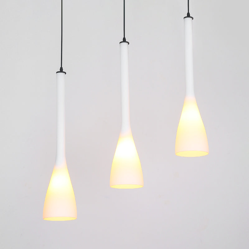 Modernism Teardrop Multi Ceiling Light White Glass 3-Light Restaurant Pendulum Lamp Clearhalo 'Ceiling Lights' 'Close To Ceiling Lights' 'Glass shade' 'Glass' 'Modern Pendants' 'Modern' 'Pendant Lights' 'Pendants' Lighting' 875473
