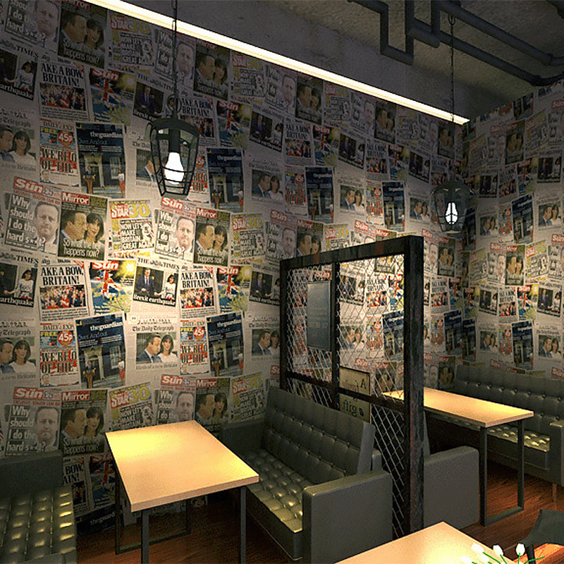 Vinyl Wallpaper Traditional Newspaper of Famous Superstars and Politicians, Multi-colored, 33' x 20.5" Clearhalo 'Industrial wall decor' 'Industrial' 'Wallpaper' Wall Decor' 884861