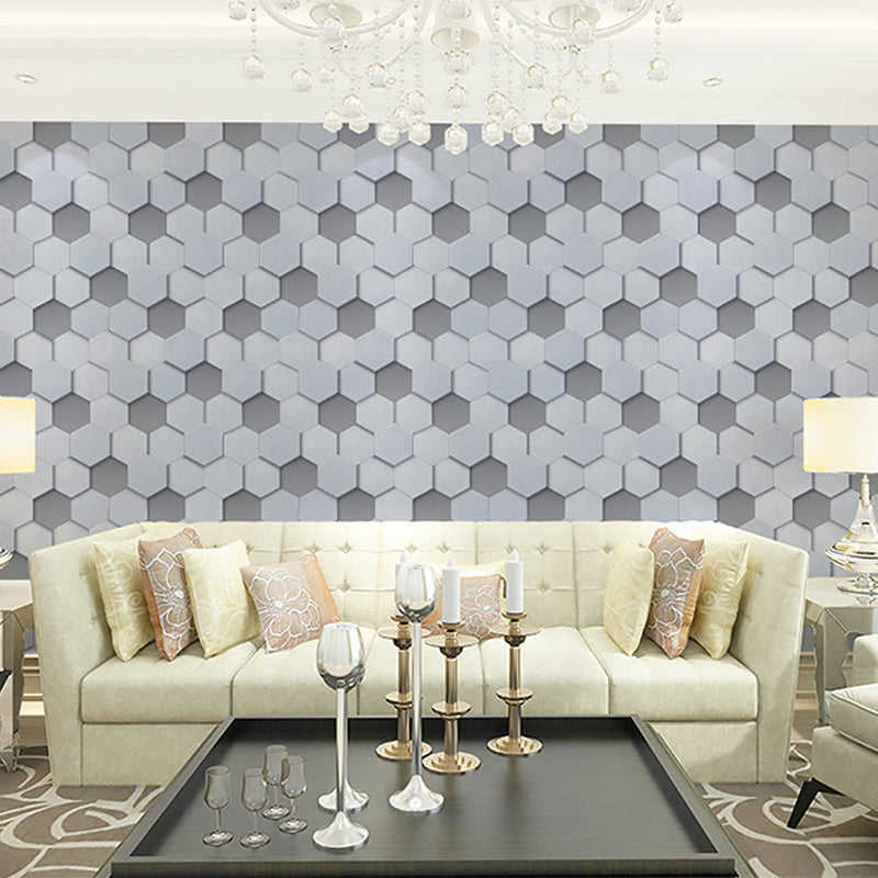 Modern and Simple Wall Decor 3D Print Pentagon Non-Pasted Wallpaper, 33-foot x 20.5-inch Grey Clearhalo 'Wall Decor' 'Wallpaper' 886936