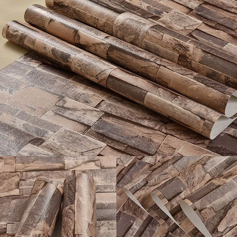 3D Print Stone Wallpaper Dark Color Brick 20.5" x 33' Non-Pasted Stain-Resistant Wall Decor Clearhalo 'Industrial wall decor' 'Industrial' 'Wallpaper' Wall Decor' 887054