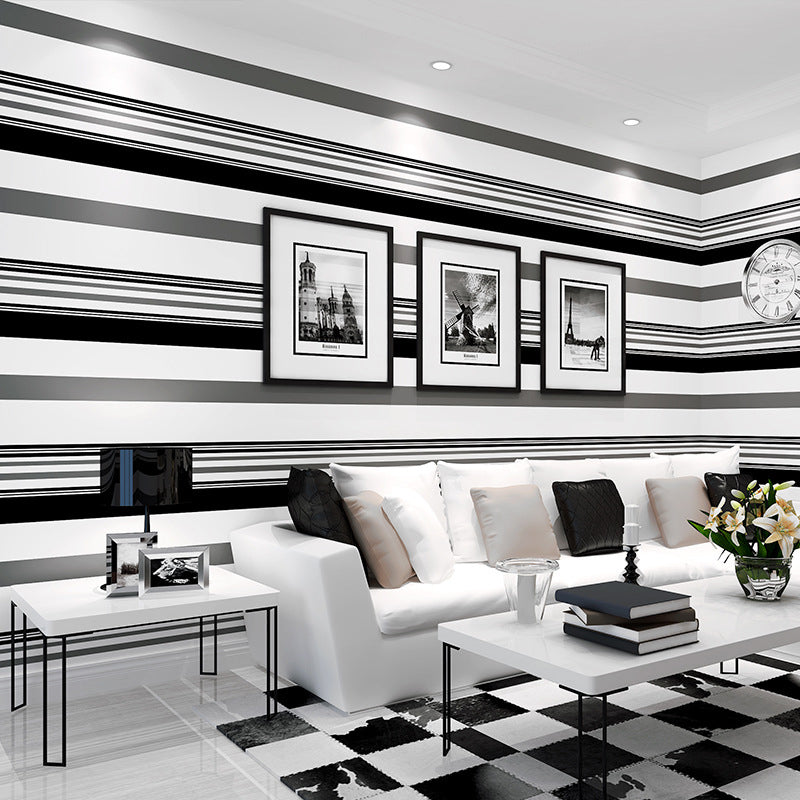Black and White Wallpaper NonWoven Decorative Wall Covering Vertical — free download