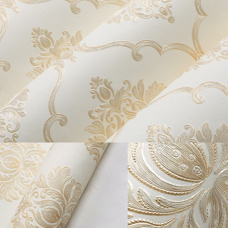 European Floral Design Wallpaper 33' x 20.5" Classic Damasque Wall Covering, Non-Pasted Clearhalo 'Vintage wall decor' 'Vintage' 'Wallpaper' Wall Decor' 892908