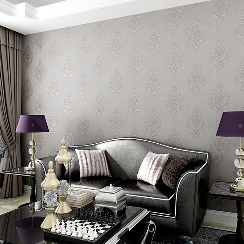 Vinyl Victorian Damask Wallpaper 33' x 20.5" Classic Non-Pasted Floral Wall Decor Clearhalo 'Vintage wall decor' 'Vintage' 'Wallpaper' Wall Decor' 892928