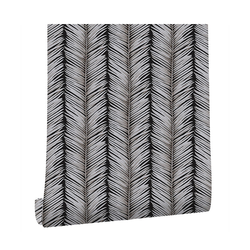 Scandinavian Simple Leaves Wallpaper 33'L x 20.5"W Tree Stem Wall Decor Non-Pasted in Black and White Clearhalo 'Modern wall decor' 'Modern' 'Wallpaper' Wall Decor' 893331
