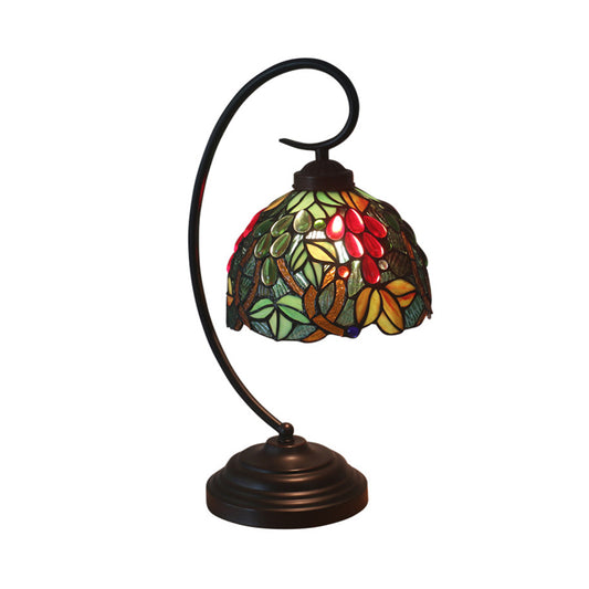1 Head Nightstand Light Victorian Grape Hand Cut Glass Night Lamp in Dark Coffee for Bedroom Clearhalo 'Desk Lamps' 'Lamps' Lighting' 894025