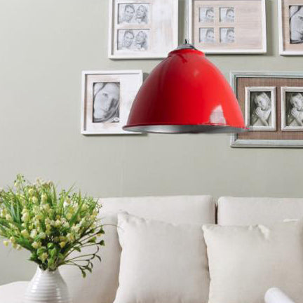 Aluminum White/Red Ceiling Light Fixture Dome Shade 1 Head Vintage Stylish Hanging Lamp for Dining Room Clearhalo 'Art Deco Pendants' 'Cast Iron' 'Ceiling Lights' 'Ceramic' 'Crystal' 'Industrial Pendants' 'Industrial' 'Metal' 'Middle Century Pendants' 'Pendant Lights' 'Pendants' 'Tiffany' Lighting' 90409