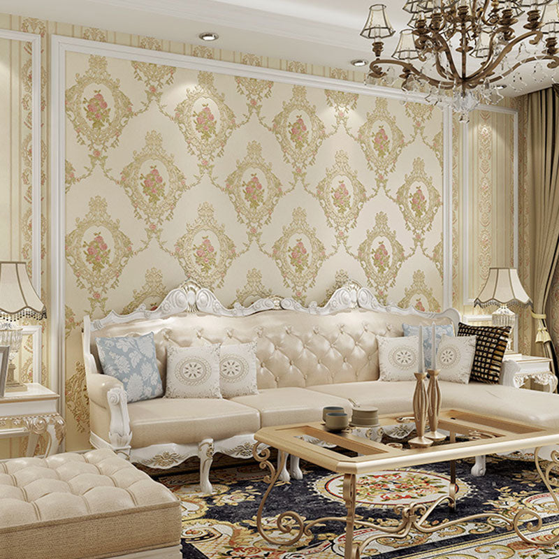 33' x 20.5" Wallpaper European Retro 3D Visual Blossoming Flower Non-pasted Wall Art in Pastel Color Clearhalo 'Vintage wall decor' 'Vintage' 'Wallpaper' Wall Decor' 915011