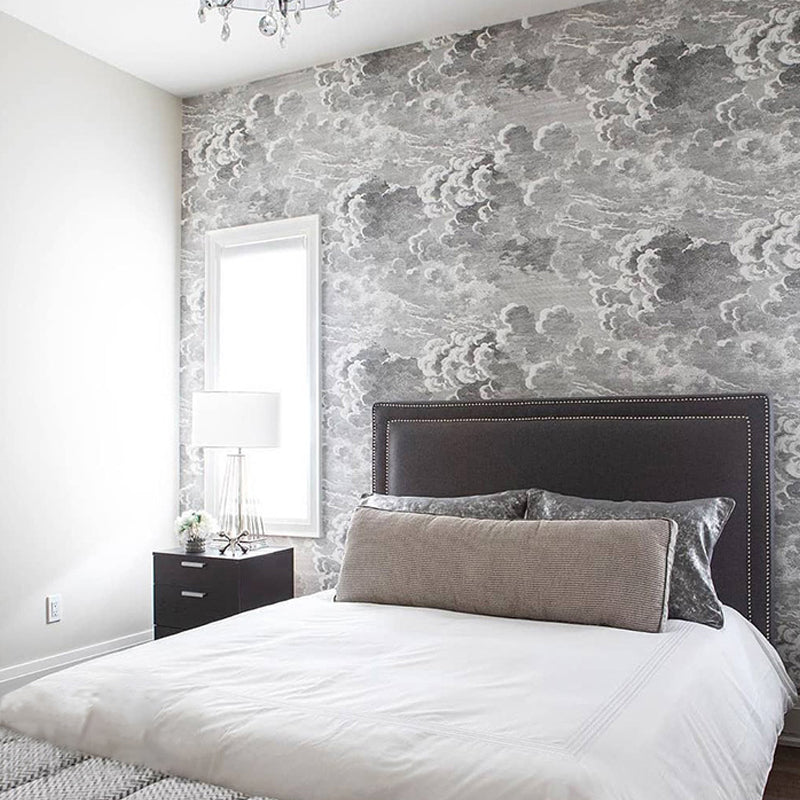 Nordic Giant Mural Wallpaper with Industrial Grey Cloud for Fireplace Wall Art Clearhalo 'Wall Decor' 'Wall Mural' 917151