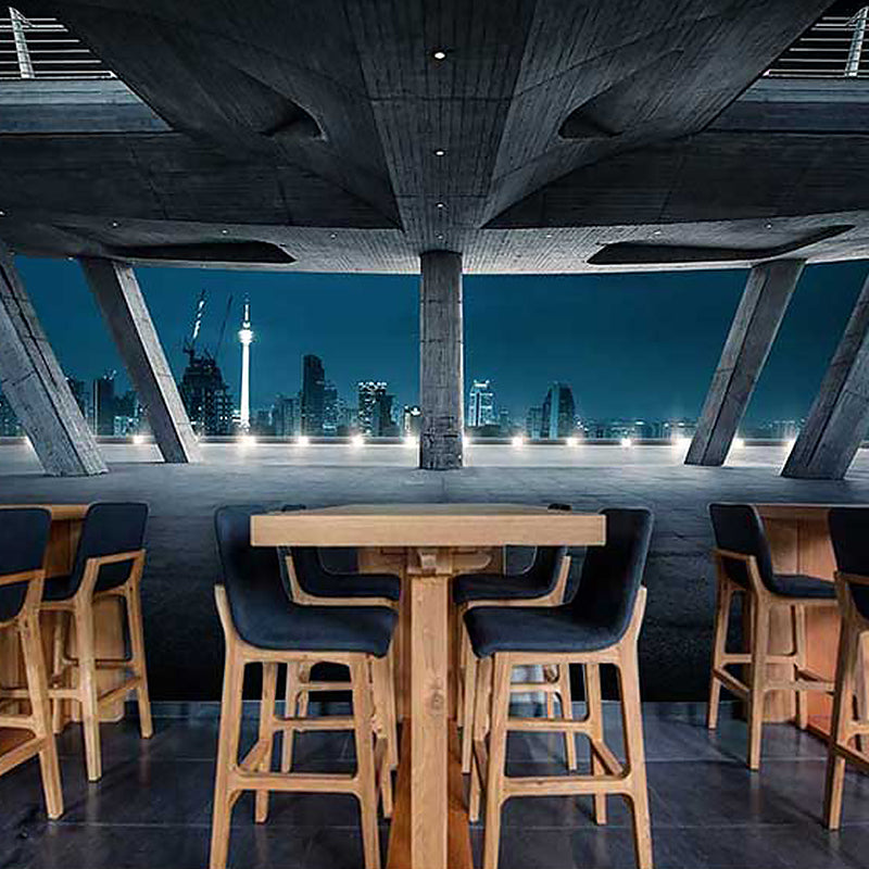 Extra Large Photo Wall Murals 3D Print City View Wall Decor for Office in Obscure Color, Made to Measure Dark Blue Clearhalo 'Wall Decor' 'Wall Mural' 922025