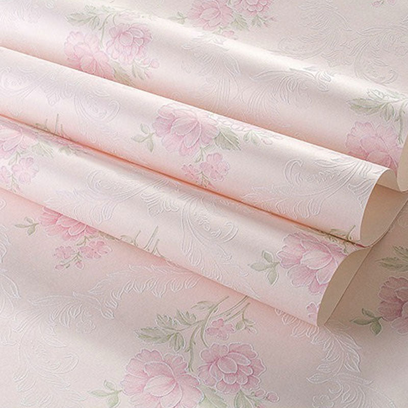 Non-Pasted Wallpaper Roll Fresh Blossoming Flower Wall Covering for Girl's Bedroom Clearhalo 'Country wall decor' 'Rustic' 'Wallpaper' Wall Decor' 927260
