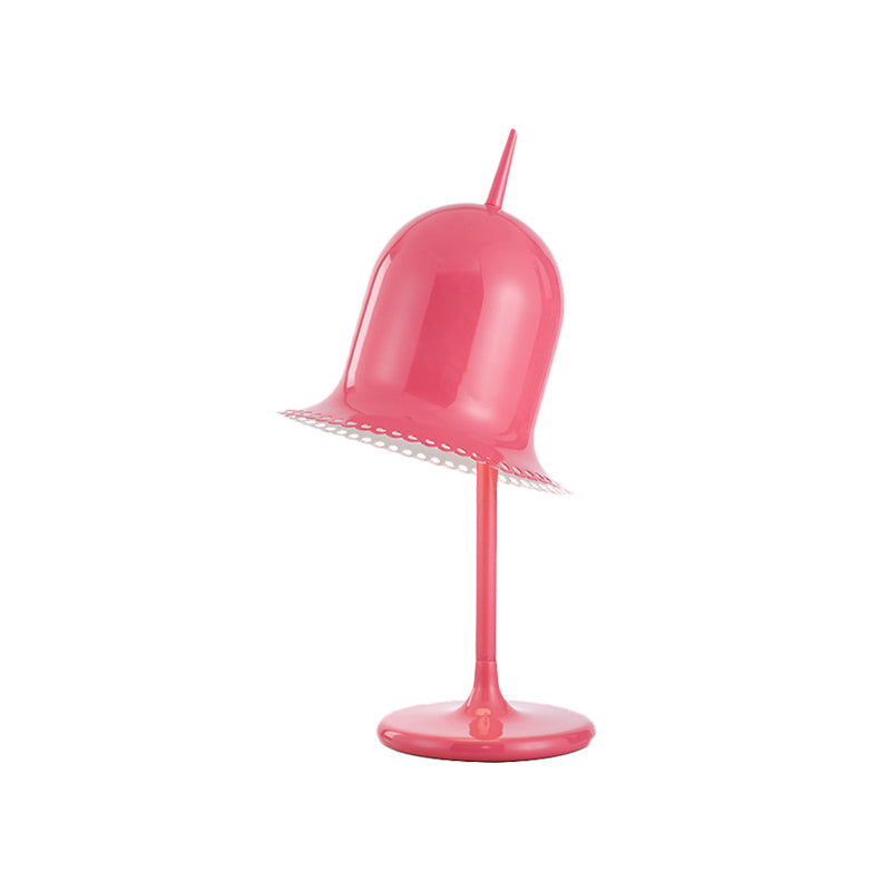 Single Bedroom Night Light Macaron Pink/Yellow Finish Table Lamp with Bell Shaped Metal Shade Clearhalo 'Lamps' 'Table Lamps' Lighting' 927974