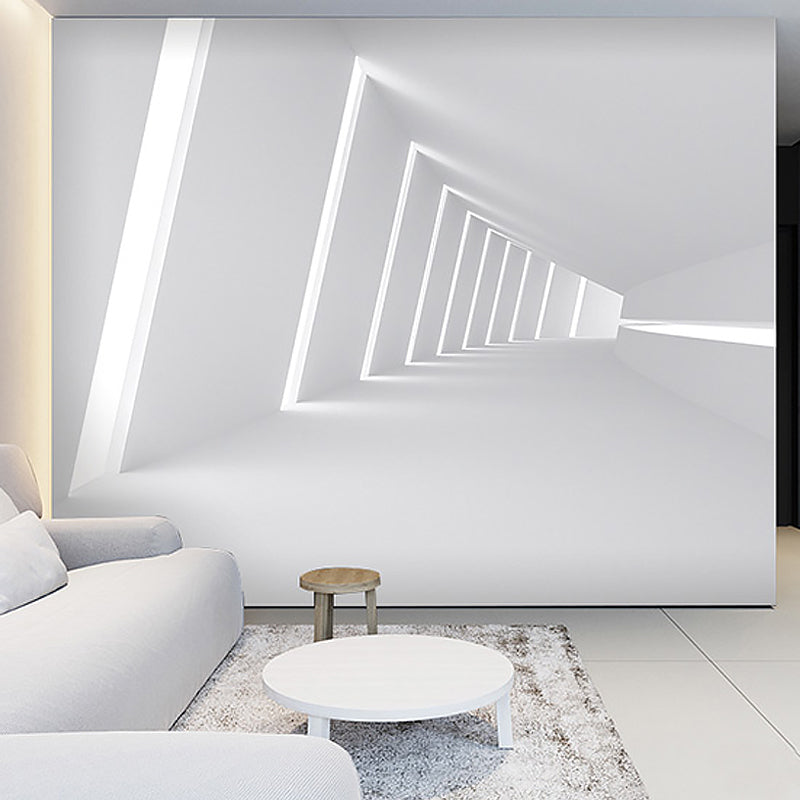 Extra Large Modern Wall Murals Light Color 3D Print Outspread Zone Wall Covering, Made to Measure White B Clearhalo 'Wall Decor' 'Wall Mural' 929528