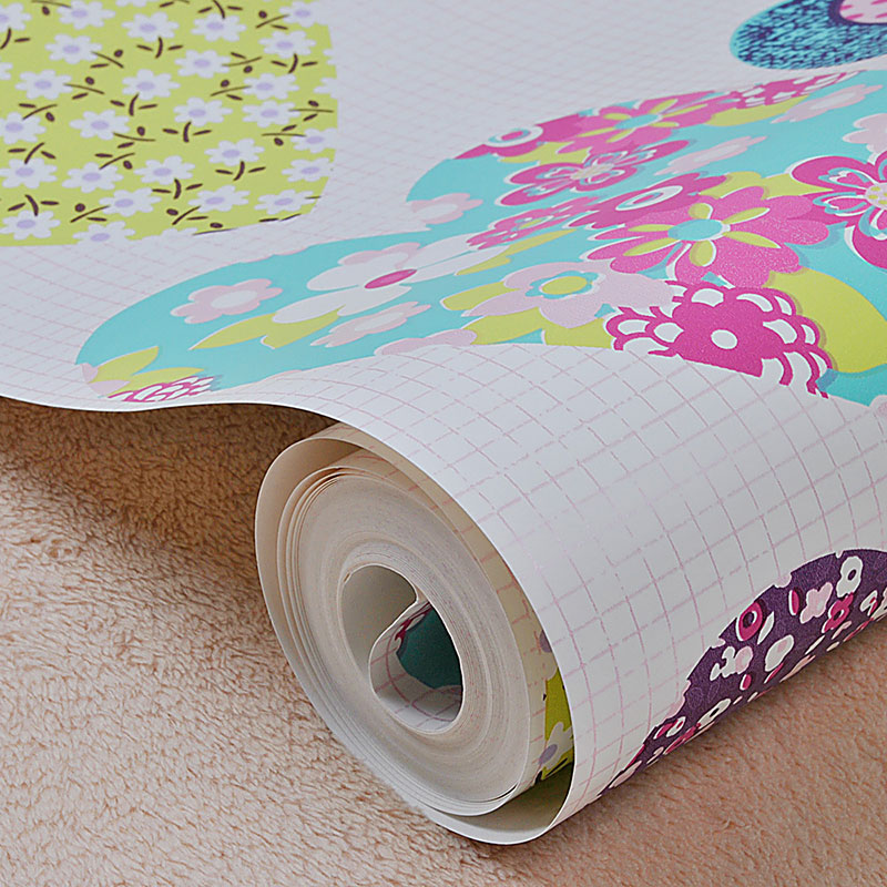 Purple and Pink Heart Wallpaper Stain-Resistant Wall Covering for Children's Bedroom Decoration Clearhalo 'Wall Decor' 'Wallpaper' 962812