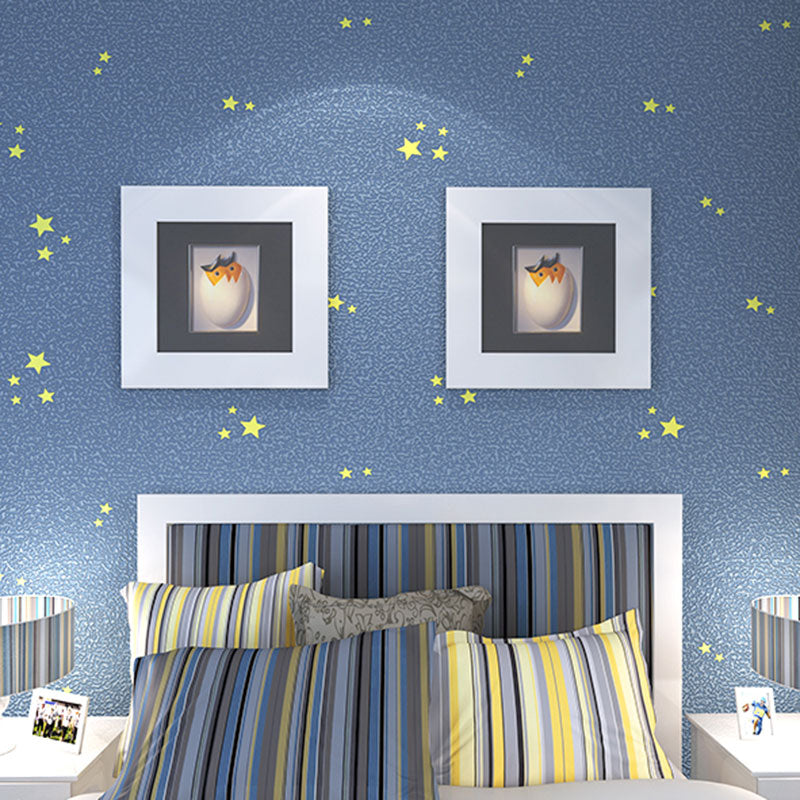 Blue Luminous Star Wallpaper Roll Waterproofing Wall Decor for Children, 33 ft. x 20.5 in Dark Blue Clearhalo 'Wall Decor' 'Wallpaper' 962857