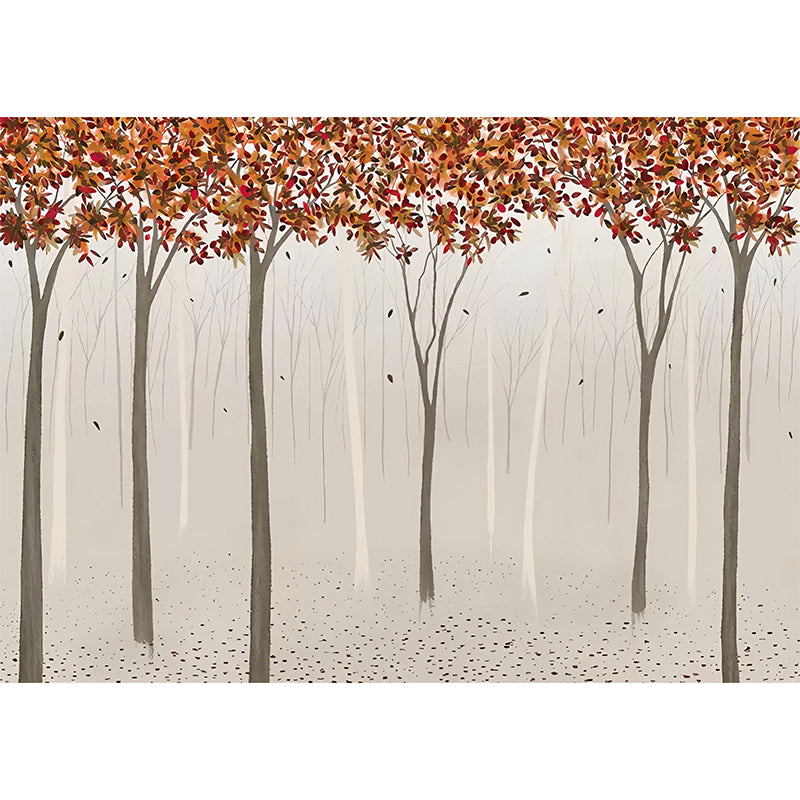 Minimalist Forest Wall Covering in Grey and Coffee Coffee Shop Mural Wallpaper, Custom-Printed Clearhalo 'Wall Decor' 'Wall Mural' 965209