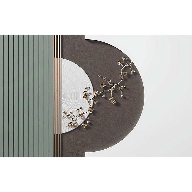 Green and Brown Traditional Mural Personalized Size 3D Plum Flower Wall Art for Accent Wall Clearhalo 'Wall Decor' 'Wall Mural' 969638