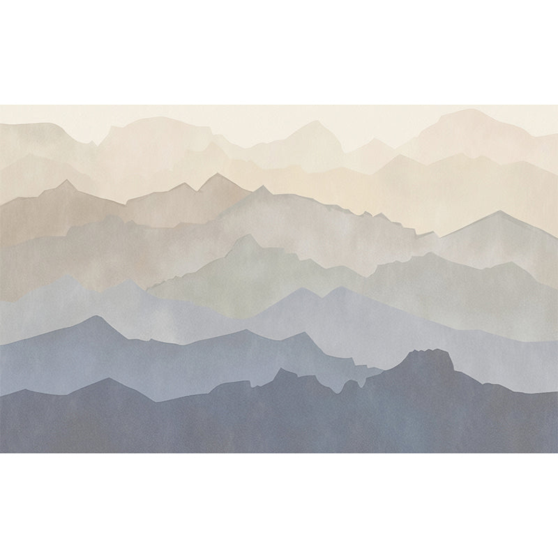 Extra Large Mountain Wall Art in Blue and Brown Non-Woven Fabric Mural Wallpaper for Home, Custom-Printed Clearhalo 'Wall Decor' 'Wall Mural' 969658