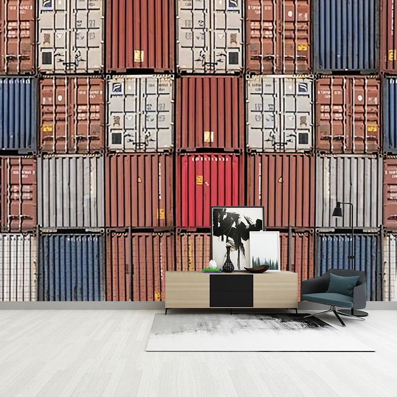 Industrial Container Wall Decor in Pastel Color Living Room Wall Mural, Custom-Made Clearhalo 'Wall Decor' 'Wall Mural' 969722